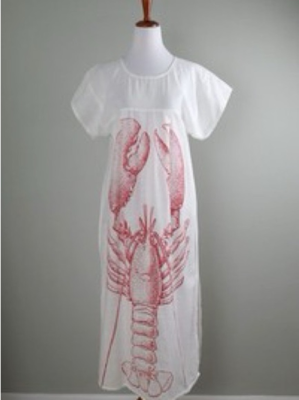Thomas Paul white Maxi Dress with Coral Lobster Print